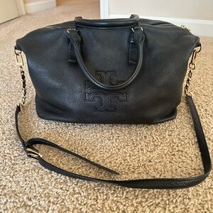 Tory Burch Black Satchel with Gold Chain